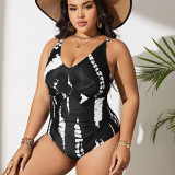 Summer plus-size bikini swimsuits black and white striped bandeau swimsuits fashionable beach tight-fitting one-piece swimsuits