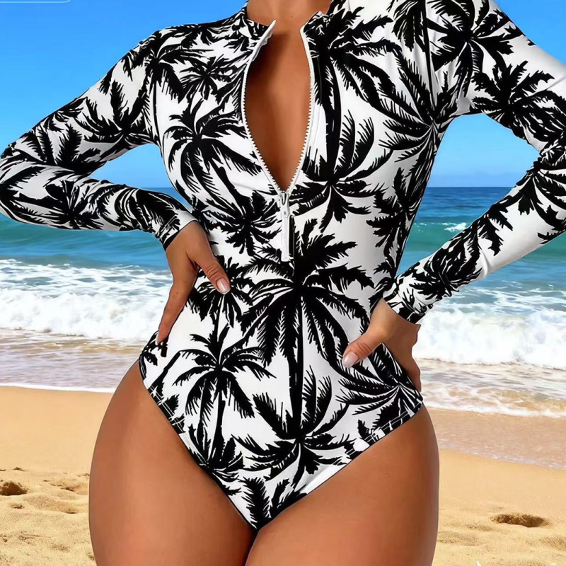 Summer beach one-piece swimsuit seaside gradient-print slimming swimsuit fashionable and sexy bikini swimsuit