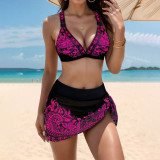 Summer beach two-piece swimsuit set beach print slimming swimsuit fashionable and sexy bikini swimsuit