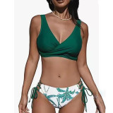 Printed separate bandeau swimsuit sexy bikini beach vacation swimsuit fashionable fitted strapless swimsuit