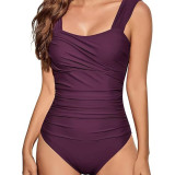 Solid-color one-piece bandeau swimsuit sexy bikini beach vacation swimsuit fashionable fitted swimsuit