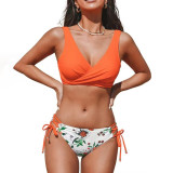 Printed separate bandeau swimsuit sexy bikini beach vacation swimsuit fashionable fitted strapless swimsuit