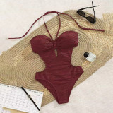 Sexy cut-out one-piece swimsuit women's strapless bikini swimsuit fashionable summer beach swimsuit