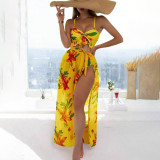 Sexy two-piece printed swimsuit fashionable three-piece bikini swimsuit summer beach resort swimsuit