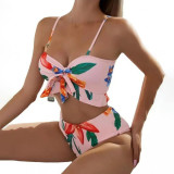 Sexy two-piece printed swimsuit fashionable three-piece bikini swimsuit summer beach resort swimsuit