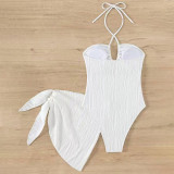 Sexy one-piece swimsuit women's solid-color drawstring swimsuit fashionable summer beach swimsuit