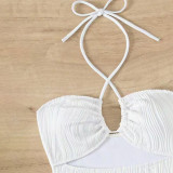 Sexy one-piece swimsuit women's solid-color drawstring swimsuit fashionable summer beach swimsuit