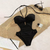 Sexy cut-out one-piece swimsuit women's strapless bikini swimsuit fashionable summer beach swimsuit