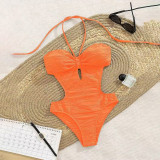 Sexy cut-out one-piece swimsuit women's strapless bikini swimsuit fashionable summer beach swimsuit