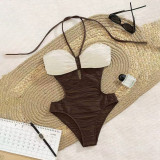 Sexy cut-out one-piece swimsuit women's strapless bikini swimsuit fashionable summer beach swimsuit
