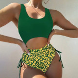 Sexy cut-out one-piece swimsuit leopard print bikini swimsuit fashionable summer beach swimsuit