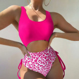 Sexy cut-out one-piece swimsuit leopard print bikini swimsuit fashionable summer beach swimsuit