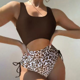 Sexy cut-out one-piece swimsuit leopard print bikini swimsuit fashionable summer beach swimsuit