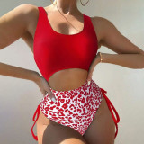 Sexy cut-out one-piece swimsuit leopard print bikini swimsuit fashionable summer beach swimsuit