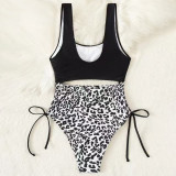 Sexy cut-out one-piece swimsuit leopard print bikini swimsuit fashionable summer beach swimsuit