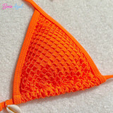 Mesh split bikini swimsuit mesh cover-up dress with shell three-piece set swimsuit sexy backless triangle-cup swimsuit