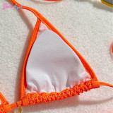 Mesh split bikini swimsuit mesh cover-up dress with shell three-piece set swimsuit sexy backless triangle-cup swimsuit