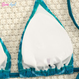 Striped texture triangle cup bikini swimwear multi-color neck strap two-piece swimwear sexy backless swimwear