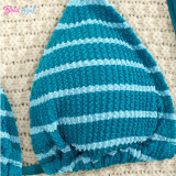 Striped texture triangle cup bikini swimwear multi-color neck strap two-piece swimwear sexy backless swimwear