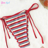Striped texture triangle cup bikini swimwear multi-color neck strap two-piece swimwear sexy backless swimwear