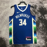 22-23 BUCKS ANTETOKOUNMPO #34 Blue City Edition Top Quality Hot Pressing NBA Jersey