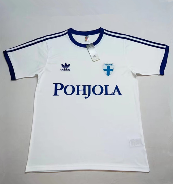 1982 Finland White Retro Soccer Jersey
