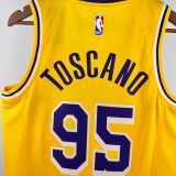 22-23 LAKERS TOSCANO #95 Yellow Top Quality Hot Pressing NBA Jersey