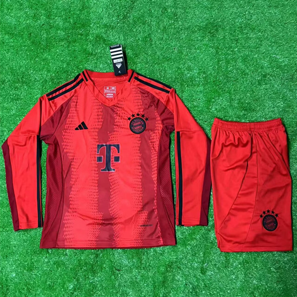 24-25 Bayern Home Long Sleeves Kids Soccer Jersey