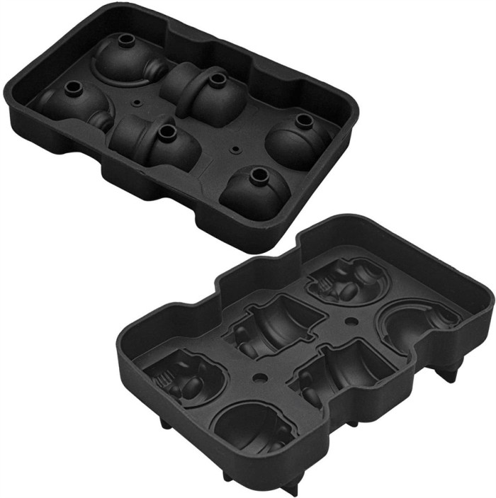 Halloween Skull Ice Molds Silicone Ice Cube Trays for Whiskey Cocktails and Vodka with Lid