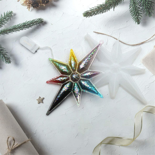 Octagonal Star Silicone Resin Mold, Diamond Star Casting Resin Mold for Door Wall Hanging Home Decor Crafts DIY Christmas Tree Ornament