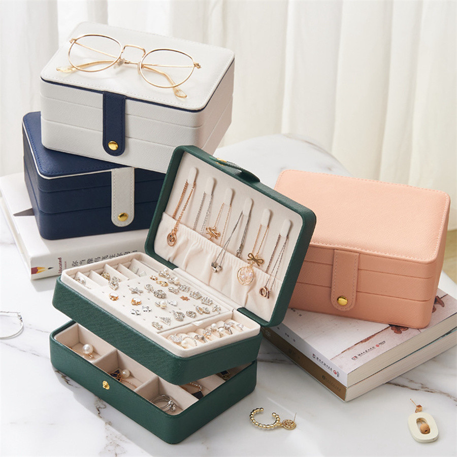 Exquisite Jewelry organizer box for earrings necklaces holder rings bracelets stand storage box 4 colors