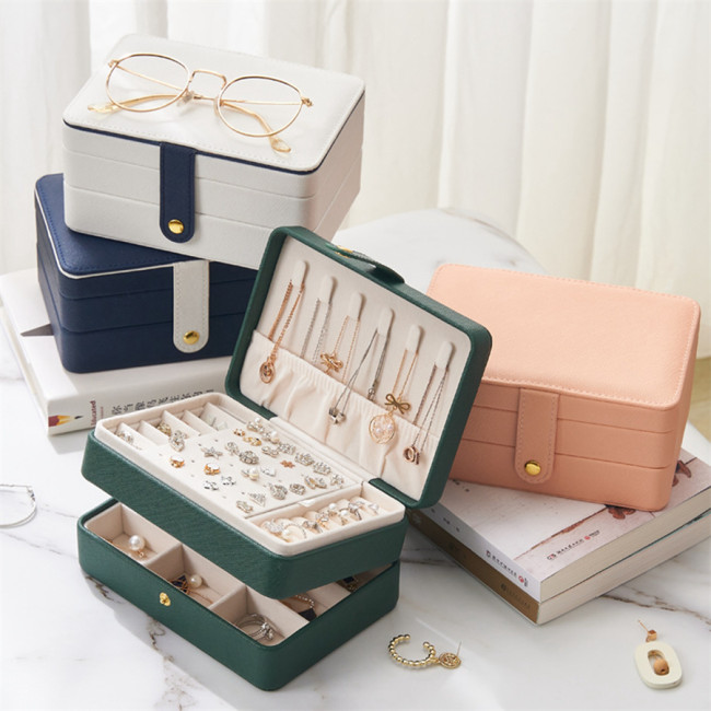 Ring Necklace Earring Jewelry Holder Organizer Box Exquisite Jewelry Organizer Box for Earrings Necklaces Holder Rings Bracelets Stand Storage Box Birthday Gifts for Women Mom Grandma 4 colors