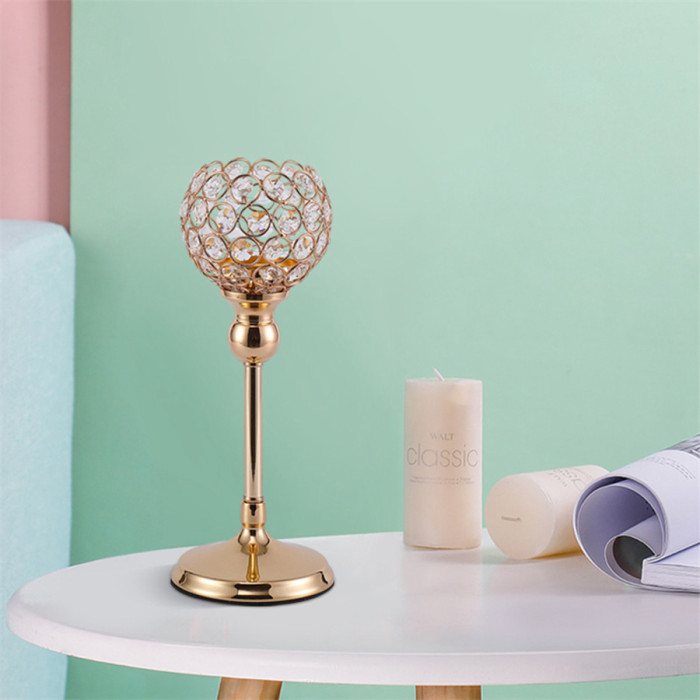 Gold crystal candle holders pillar candlesticks for home decor wedding party table centerpieces housewarming gift