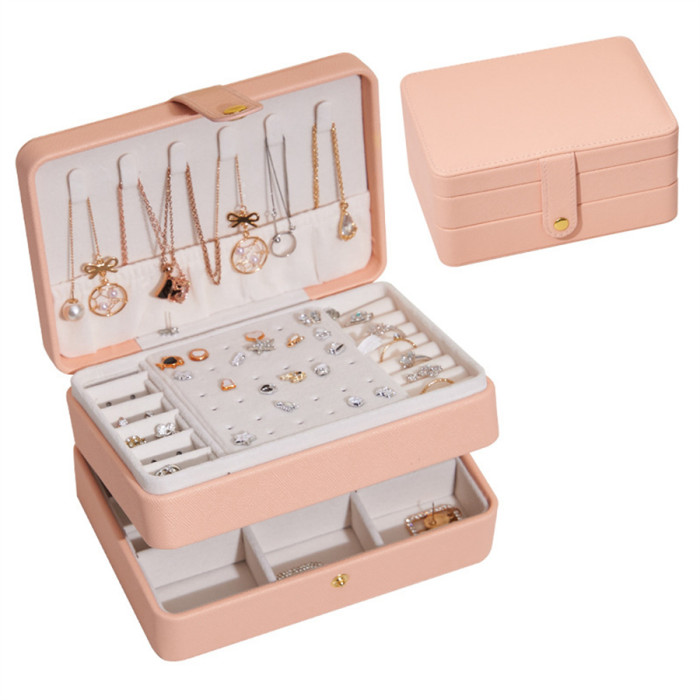 Ring Necklace Earring Jewelry Holder Organizer Box Exquisite Jewelry Organizer Box for Earrings Necklaces Holder Rings Bracelets Stand Storage Box Birthday Gifts for Women Mom Grandma 4 colors