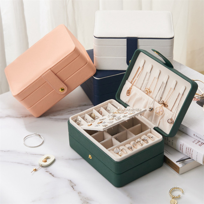 Ring Necklace Earring Jewelry Holder Organizer Box Exquisite Jewelry Organizer Box for Earrings Necklaces Holder Rings Bracelets Stand Storage Box Birthday Gifts for Women Mom Grandma 4 colors