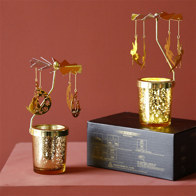 Pretty Merry-go-round Candlesticks Rotating Candle Holders for Birthday Christmas Wedding Gifts Dinner Table Home Decoration