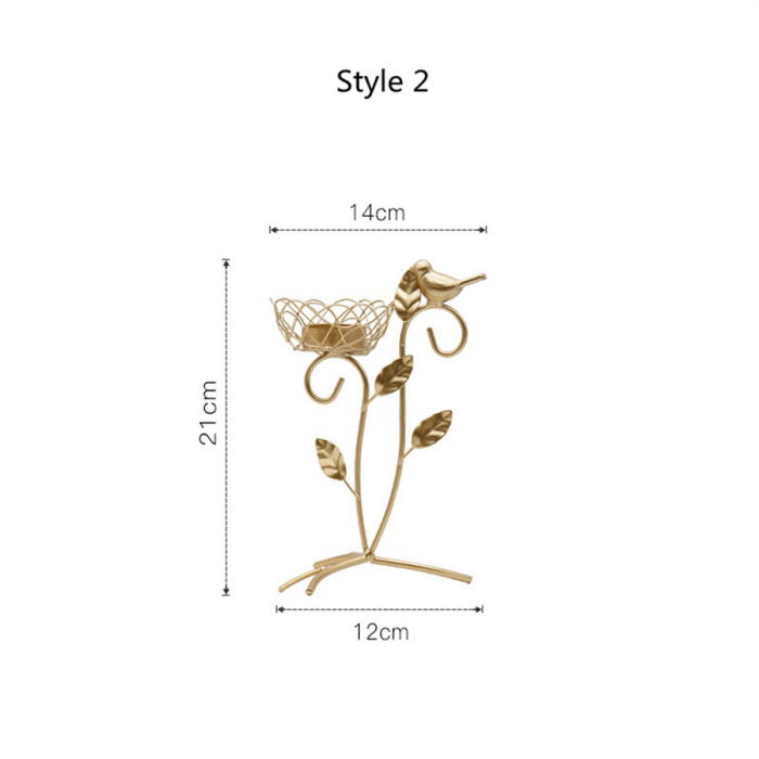 Pretty gold candle holder bird branch candlestick holders candlelight dinner tabletop decoration home living bedroom ornaments wedding wedding housewarming gifts 5 style