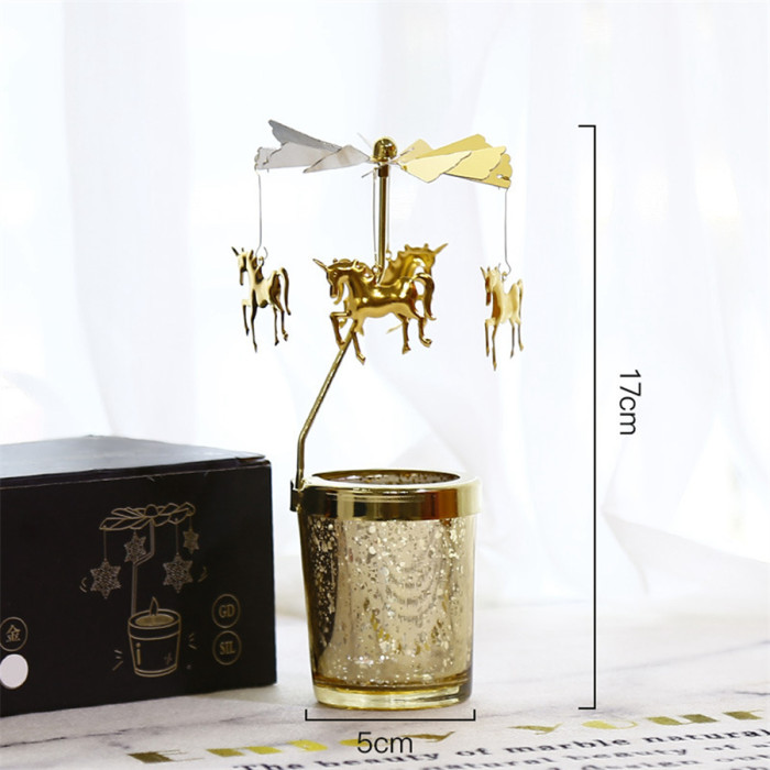 Pretty Merry-go-round Candlesticks Rotating Candle Holders for Birthday Christmas Wedding Gifts Dinner Table Home Decoration
