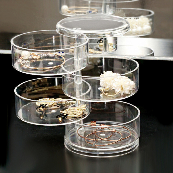 5 layers clear storage box with lid for earrings, hairpins, necklaces, jewelry