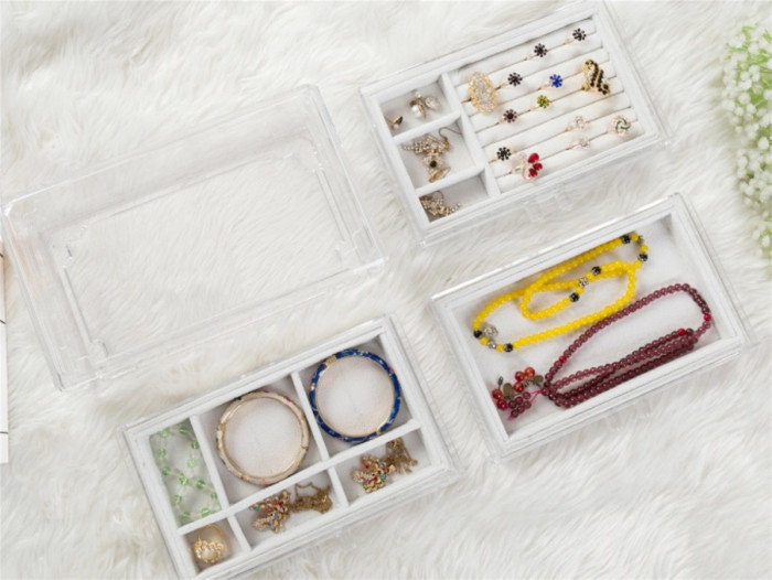 3 layers drawer type storage box with lid for earrings pendants bracelet, necklaces jewelry