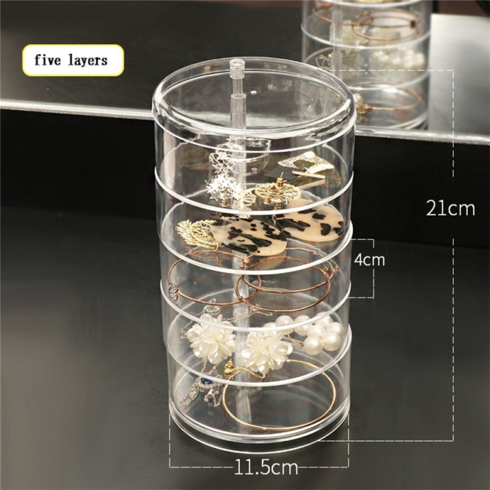 5 layers clear storage box with lid for earrings, hairpins, necklaces, jewelry