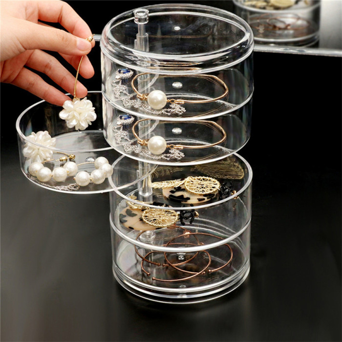 5 layers clear storage box with lid for earrings, hairpins, necklaces, jewelry