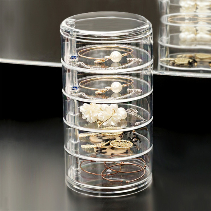 5 layers clear storage box with lid for earrings, hairpins, necklaces, jewelry