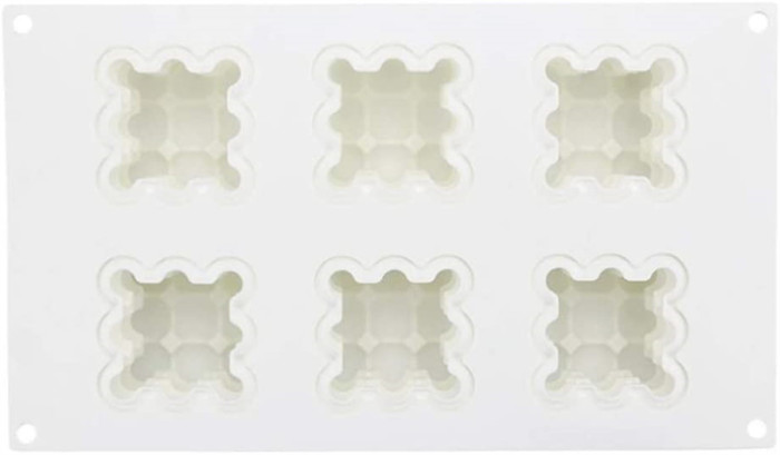 Silicone Mold Baking 3D Cube Mousse Cake Dessert for Pastry Chocolate Truffle Pudding Jelly Ice Cream (6 Cavity)