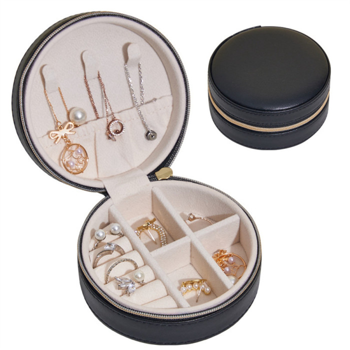 Delicate jewelry organzier box travel jewelry box for women girl earrings rings necklaces holder stand storage 4 colors