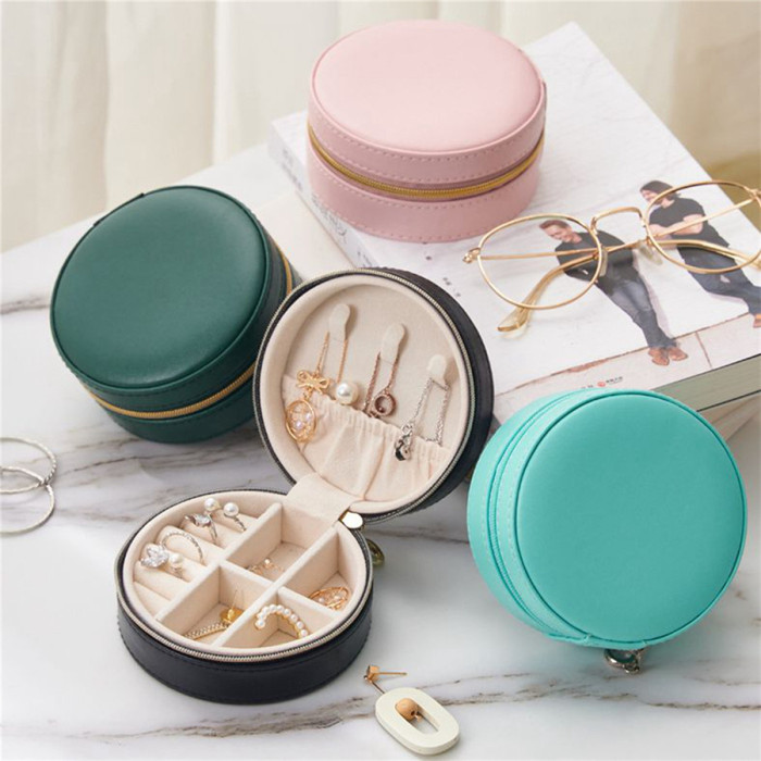 Delicate jewelry organzier box travel jewelry box for women girl earrings rings necklaces holder stand storage 4 colors