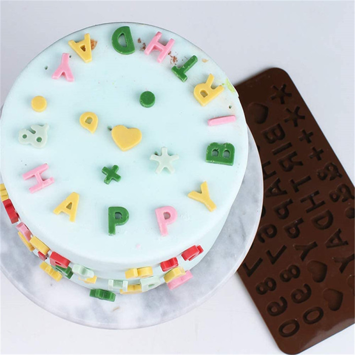 2PK A to Z Letters +Happy Birthday/Numbers/Symbols Mold Chocolate Fondant Decorating Silicone Tray