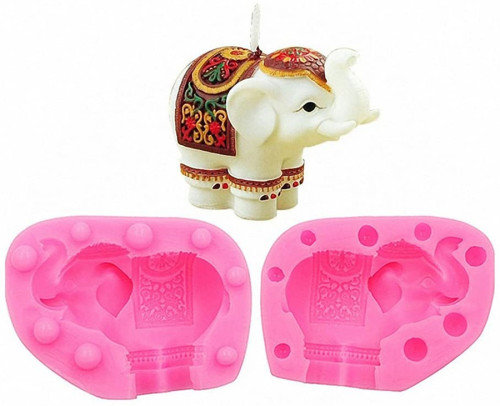 3D Indian Elephant Silicone Mold for Baby Shower, Chocolate, Candy, Jello, Fondant, Candle, Soap, Bath Bomb