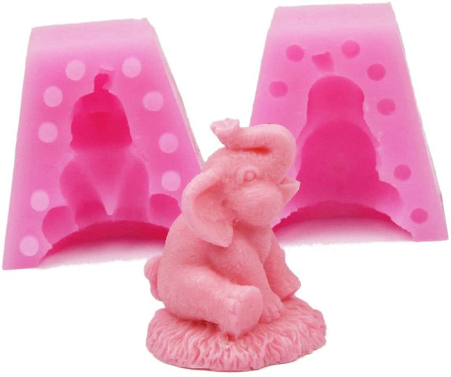 3D Elephant Silicone Mold for Baby Shower Fondant, Cake Decorating, Chocolate, Candy, Soap, Bath Bomb, Candle, Clay