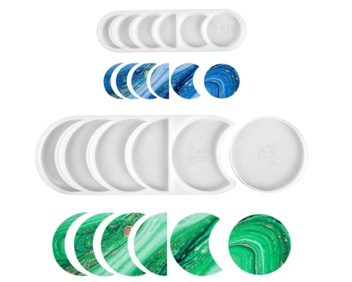 2PCS Moon Phase Resin Molds, Lunar Eclipse Crescent Silicone   Molds, Geode Agate Epoxy Moulds Making Decoration/Wall Hanging  (Small+Big)